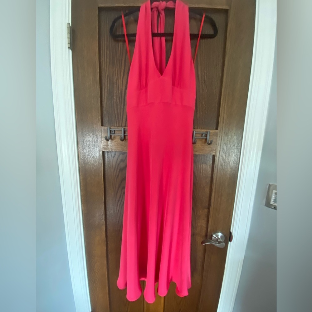 100% silk halter midi dress